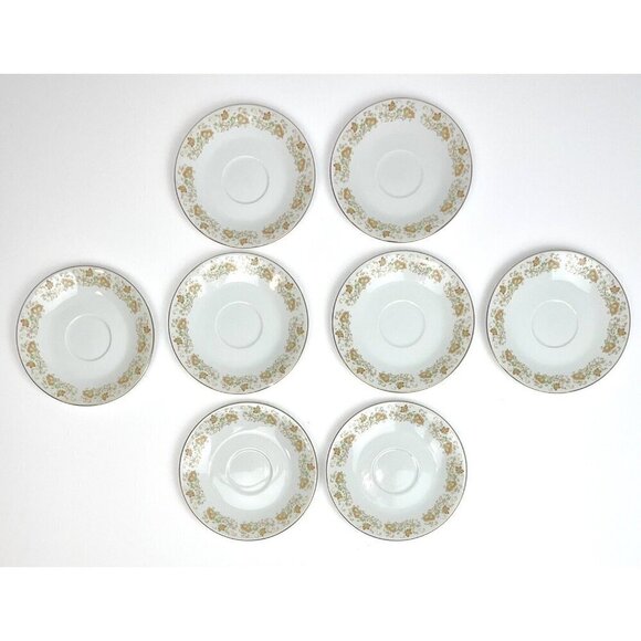 LOT 8 HAPPY HOME Fine China Replacement 6" SAUCERS Spring Garden Pattern Japan - Picture 1 of 3